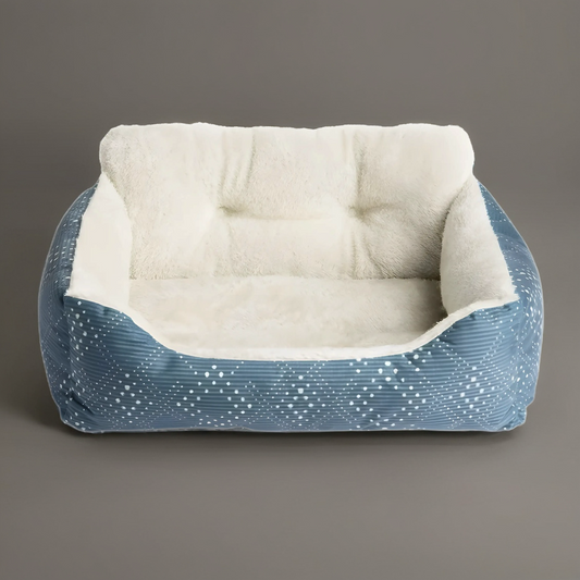 Dog & Cat Bed, Plush Lounger, Portable, Machine Washable, Blue, 21" X 17"